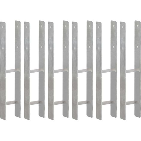 SKM Piquets de clôture 6 pcs Argenté 10x6x60 cm Acier galvanisé (1/5)