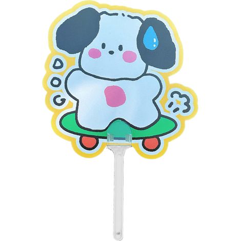 Éventail portable mignon planche à roulettes chiot motif plastique économie d'énergie brise-mains pour été publicité (1/5)