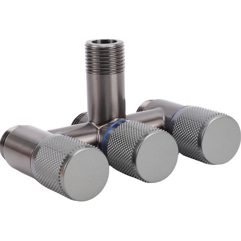 Robinet à 1 entrée et 3 sorties avec filetage mâle G1/2, en acier inoxydable, séparateur d'eau à 3 voies pour toilettes, machine à laver et évier de cuisine, couleur gris plomb. (1/5)