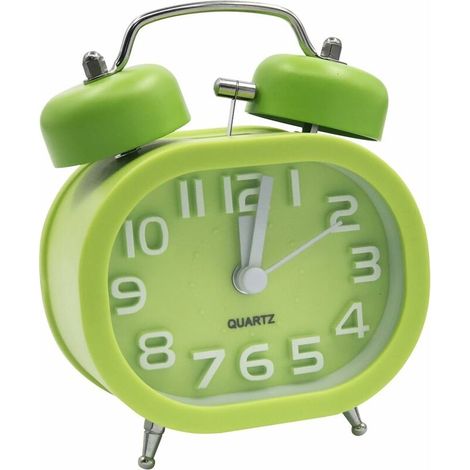 Réveil analogique à double cloche, réveil à cloche fantaisie sans tic-tac Réveil à quartz silencieux Réveil analogique de 3 pouces Réveil de voyage à piles Alarme puissante Réveil pour enfants avec ve (1/5)