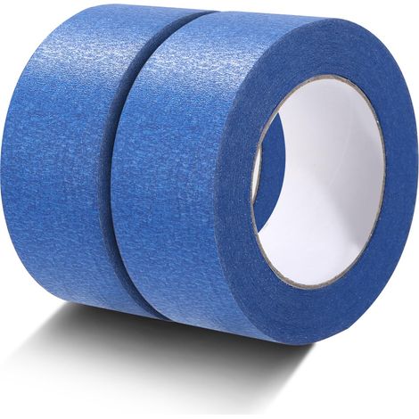 50 mm x 50 m Abdeckband – 2 Rollen, blau, zum Streichen, UV-beständig, für den Innen- und Außenbereich auf verschiedenen dekorativen Oberflächen