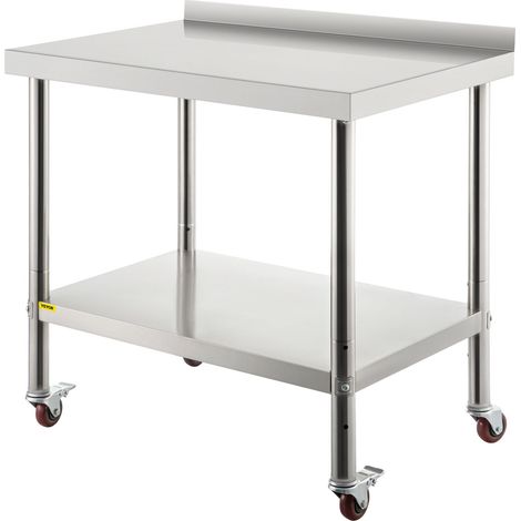 Table de Travail en Inox 91,4 x 61 x 89 cm Table de Préparation de Cuisine Capacité de Charge de 200 kg Plan de Travail Cuisine Étagère Réglable à 3 Niveaux pour Ranger Objets et Hacher Légumes (1/5)