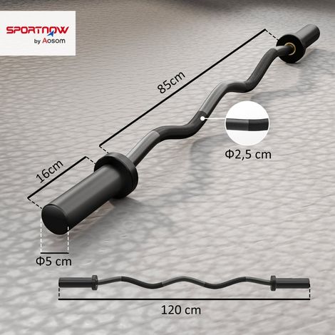 Barre olympique de musculation, 5 cm de manchons, en acier robuste, charge maximale 100 kg, finition noire, idéale pour entraînement intensif. (1/5)