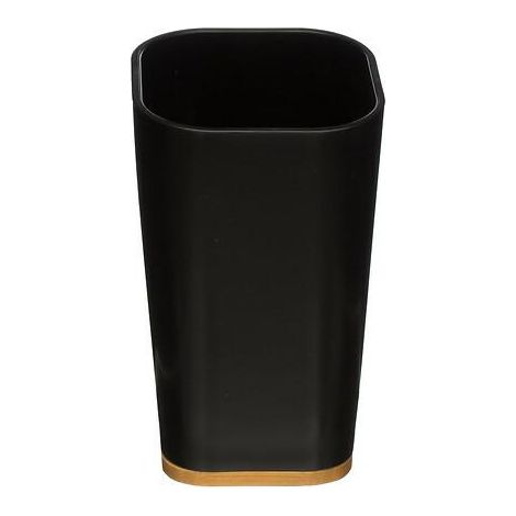 Mug de salle de bain Natureo en bambou noir et plastique 7,5 x 7,5 cm