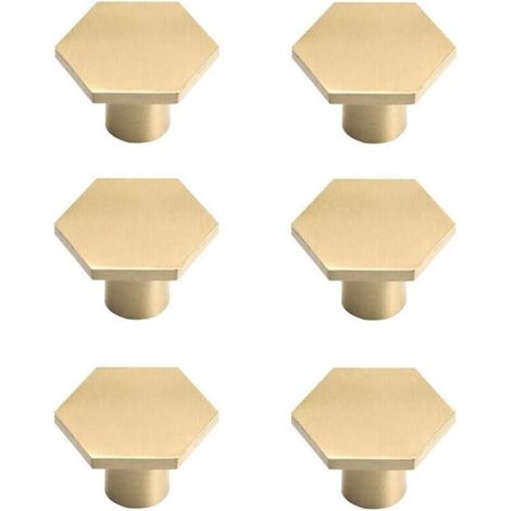 Set di 6 maniglie in ottone per mobili, maniglie dorate per mobili, maniglie esagonali a foro singolo per cucina, ufficio, armadi, cassettiere -Crezuo