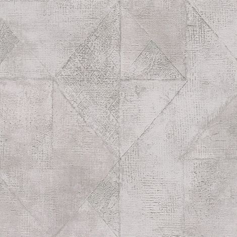 Papel pintado gráfico Profhome 389761 papel pintado vinílico estampado en caliente tejido non tejido texturado de estilo used look y acentos metálicos gris gris-plata 5,33 m2