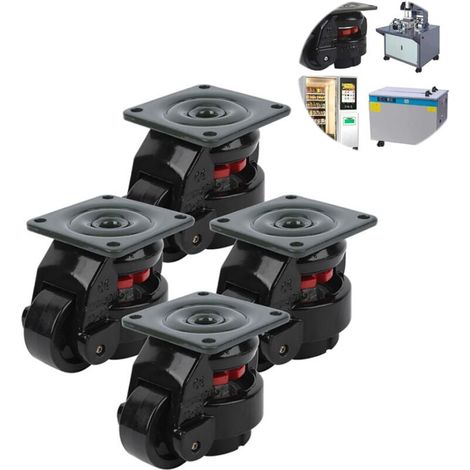 50 mm Lenkrollen, 250 kg, robuste, einziehbare Nivelliermöbelrollen mit 360°-Drehung, hochwertige Industrierollen, 4er-Set (schwarz) (1/4)