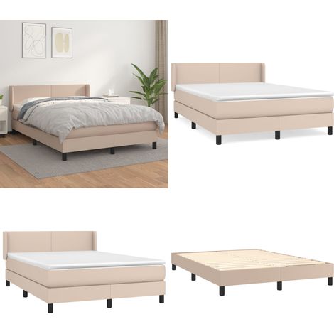Sommier à lattes de lit avec matelas Cappuccino 140x200 cm - Lit Plateforme - Lit Capitonné - Lit Double - Literie - Chambre À Coucher - Home & Living (1/5)