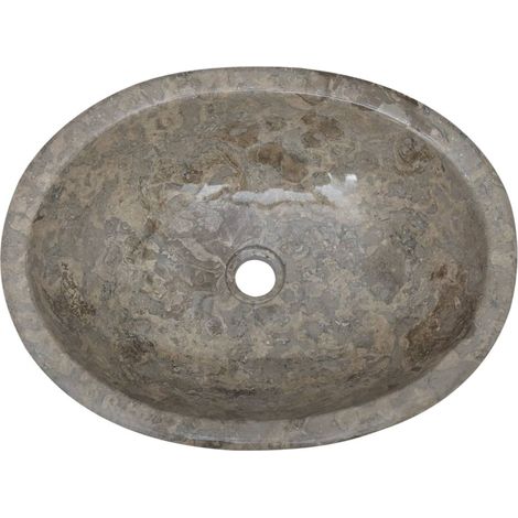Lavabo de baño lavabo de sobre encimera lavabo de inodoro lavabo de baño lavabo de baño interior 53 x 40 cm mármol gris 020002817