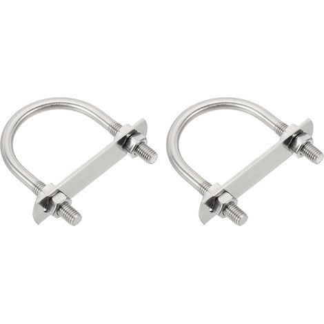 Two U-shaped brackets, made of 304 stainless steel, with nuts and washers, suitable for water skiing and fishing boats. (M850100mm) (1/5)