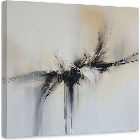 Wandbild Abstrakte beige-schwarze Farbeffekt 40x40 cm (1/5)