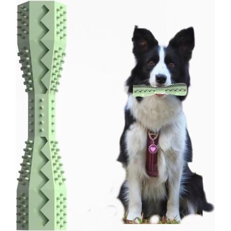 Hundekauspielzeug, Haustierkauspielzeug – sicheres interaktives Hundespielzeug aus TPR, sicheres Kauspielzeug für Hunde – Beißstangen für Hunde und Welpen, Kaubretter für Hunde, grün