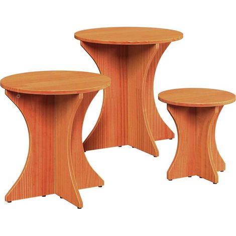 Maison Exclusive - Couchtisch 3 pcs Wachsbraun