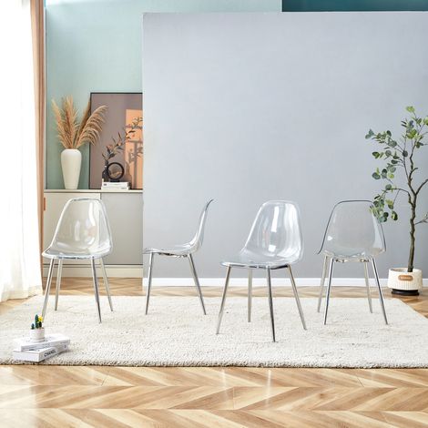 Chaises salle manger lot de 4 transparentes métal OKMYHOME (1/5)