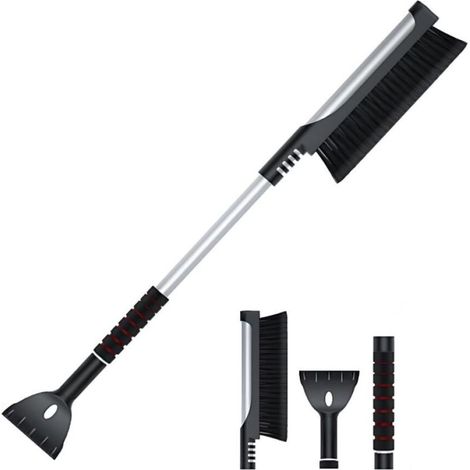 Grattoir à glace de voiture avec balai de 92 cm Extensible Avec poils à grand bord et poignée ergonomique antidérapante Grattoir à neige stable