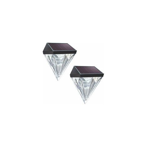 EASYCOMFORT Lot de 2 Lampes Solaires pour Jardin LED Blanc Froid - Étanche IP55 pour Terrasse, Escaliers, Clôtures (1/5)