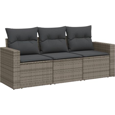 Maison Exclusive - 3-tlg. Garten-Sofagarnitur mit Kissen Grau Pol