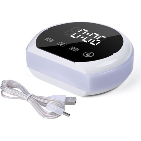 Réveil Numérique Avec Affichage Miroir - Horloge LED Avec Lampe De Nuit Colorée Et 2 Ports USB - Blanc (1/5)