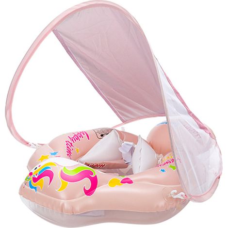 Bouée élégante pour enfants avec auvent, airbag surélevé, système anti-basculement, protection solaire et siège gonflable. (1/2)