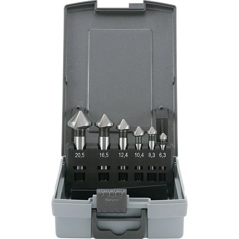 TOOLCRAFT 1614138 Kegelsenker-Set 6teilig 6.3 mm, 8.3 mm, 10.4 mm, 12.4 mm, 16.5 mm, 20.5 mm HSS Z