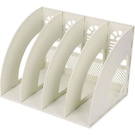 Etagère De Rangement - 4 Compartiments - Pour Magazines Documents A4 Livres CD - Plastique Haute Qualité - 23,5 X 23,5 X 33 Cm (1/3)