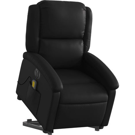 Poltrona relax con funzione massaggio e funzione sollevamento elettrico reclinabile in PVC nero DEC027797