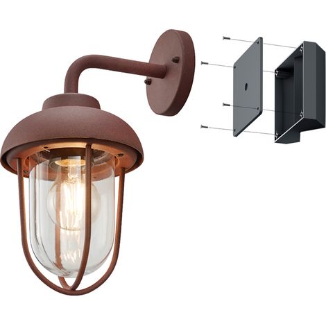 Industrial Außenwandleuchte Rostoptik Höhe 33cm inkl. Universal-Eckbefestigung (1/5)