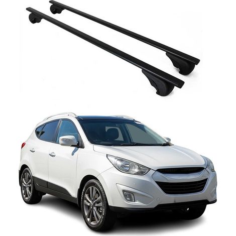 OMAC Barres de toit pour Hyundai ix35 2010-2015 – TÜV / DIN 75302:2019 – Antivol inclus – Charge max 75 kg – 2 barres Noir (1/4)