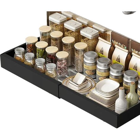 Cassetti contenitore, larghezza regolabile, facile installazione, nero (43,5 cm-68 cm) (1/2)