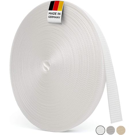 Sangle de volet roulant de 50 m, 20 mm, blanche, pour volets roulants sur portes et fenêtres, haute résistance à la déchirure et aux UV, sangle de volet roulant (1/5)