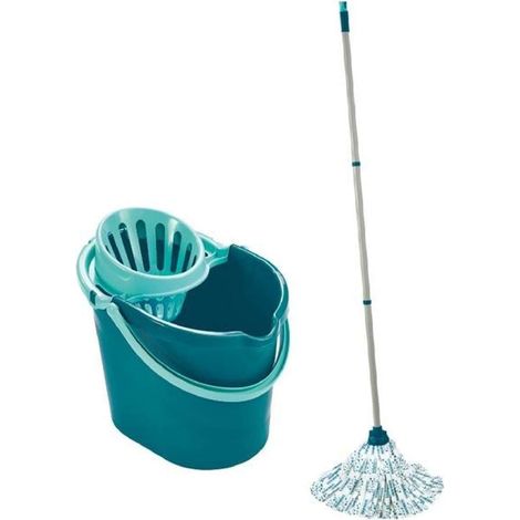 LEIFHEIT Kit de nettoyage sol Classic Mop 56792 Leifheit ensemble de nettoyage balai a franges viscose tres absorbantes seau pan