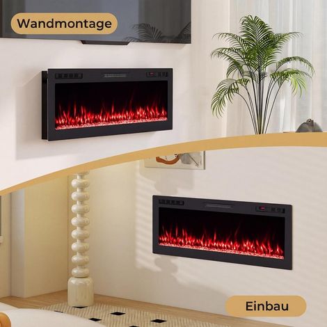 42" 1500W Cheminée Électrique Encastrable et Murale Chauffage d'Appoint 37m² Flammes LED WiFi pour Salon (1/5)