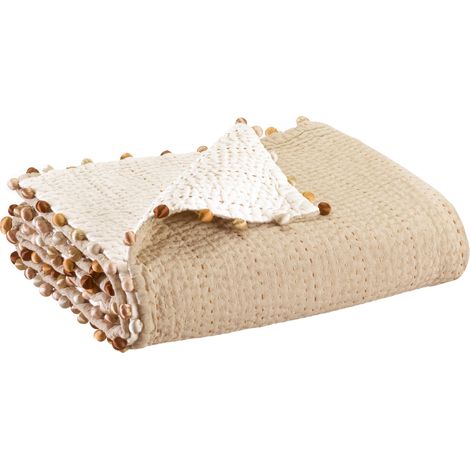 VIVARAISE - Courtepointe Gastounet en Coton - Design Sienne - 180x180 cm (1/3)