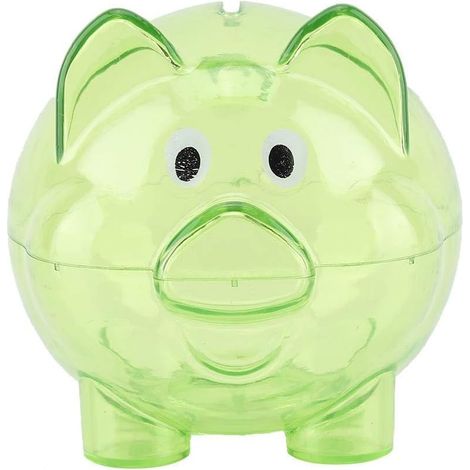 BEBUSINGOTO Sparschwein, transparenter Kunststoff, niedlich, kreativ, Farbe, Cartoon-Schwein, Spardose, schöne Möbelornamente, geeignet als Geschenk (grün) (1/3)