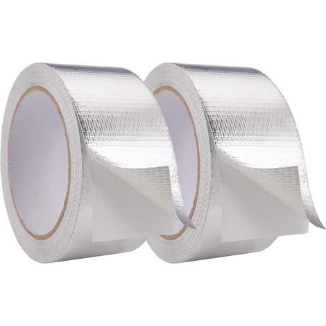 2 Pièces Ruban Adhésif Aluminium, 20m X 50mm Bande Aluminium Adhesive Haute Temperature, Ruban Adhésif, Ruban D'aluminium Pour Scellement, Réparation Et L'isolation. (1/5)