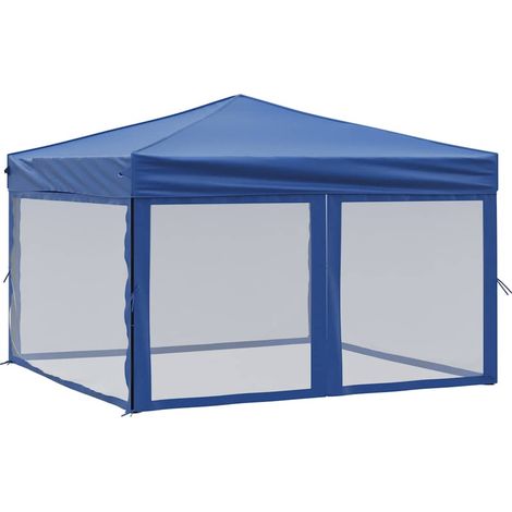 vidaXL Carpa para fiestas plegable con paredes laterales azul 3x3 m (1/2)