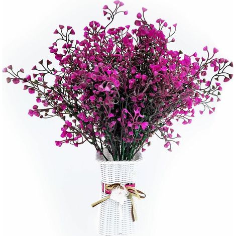 12 Lots Arbustes Artificiels Buissons Fleurs artificielles Résistantes Aux UV d'Extérieur Plantes Fleurs Décoratives pour Arrangement Floral, Centre de Table, Décoration de Jardin Maison (Fuchsia) (1/5)