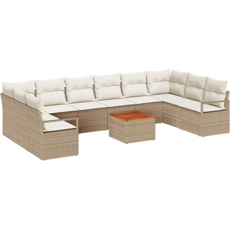 Garten-Sofa-Set 11 pcs Beige und Weiß vidaXL (1/5)