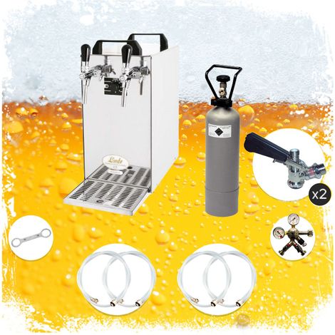 Komplett Set - Zapfanlage, Bierzapfanlage - Kontakt 40 2-leitig Trockenkühler, Durchlaufkühler 50 Liter/h, Green Line, Zapfkopf:ohne,Zapfkopf 2:Flach (1/5)
