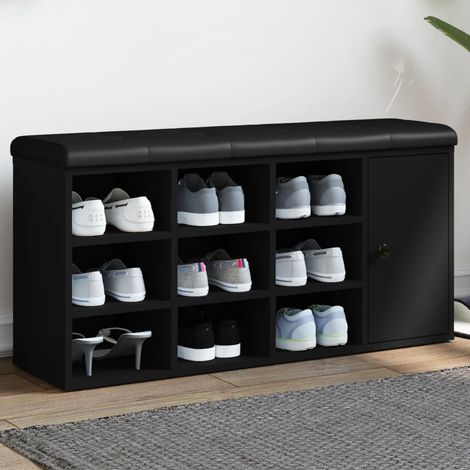 Zapatero madera de ingeniería negro 102x32x50 cm