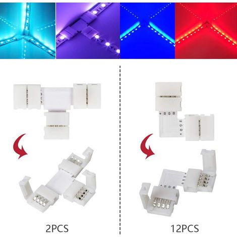 Kit de connecteurs de bande LED 5050, 95 pièces, avec cavalier de bande en forme de T, accessoire de connexion de fil léger, outil d'épissure de Terminal (1/4)