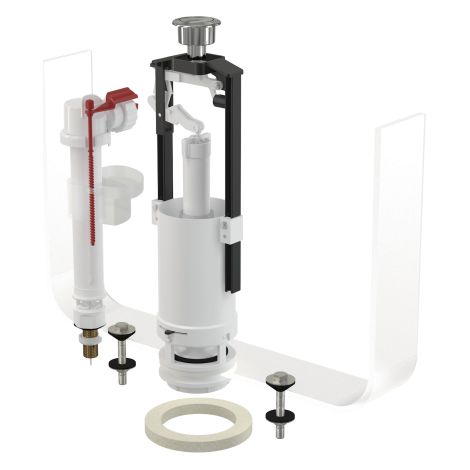Kit di montaggio per cassette di scarico in ceramica con pulsante di avvio/arresto, cromato (1/2)