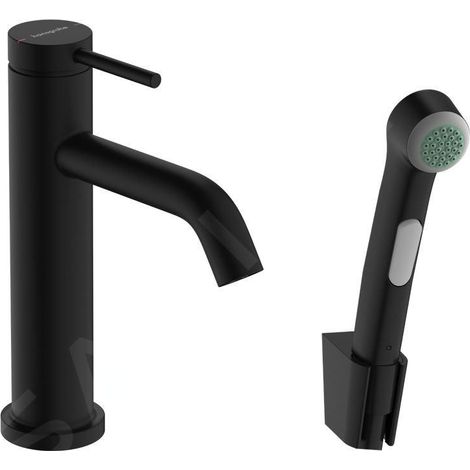 Hansgrohe Tecturis S - Mitigeur de lavabo avec vidage Push-Open et douchette de bidet, EcoSmart, noir mat 73211670 (1/5)