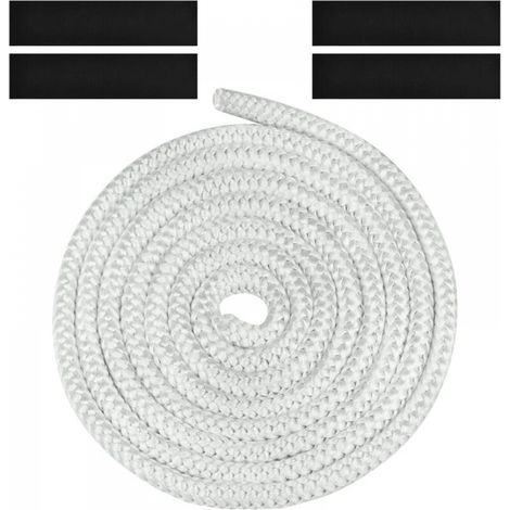 Joint Tressé pour Insert et Poêle, 10mm x 3m Joint en Fibre de Verre avec 4 Ruban,pour Poele a Bois, Cheminée,Blanc (1/5)
