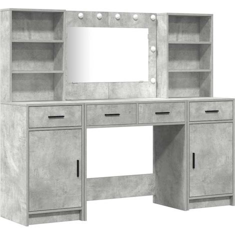 Maison Exclusive - Schminktischset mit LED mit Tür 3 pcs Beton Gr