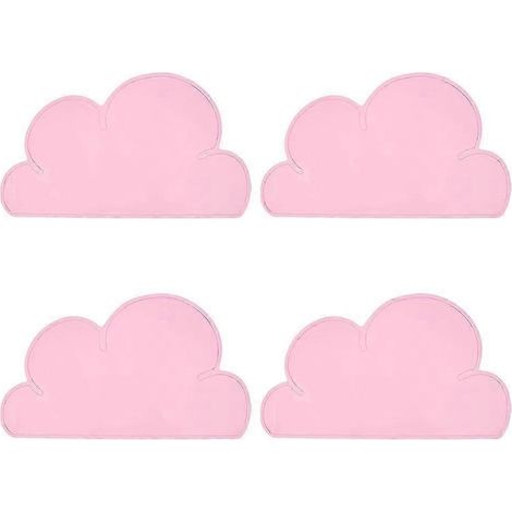Set de table nuage, ensemble de table, design adapté aux enfants et sous-main de couleur subtile, sans BPA, rose clair. (1/5)