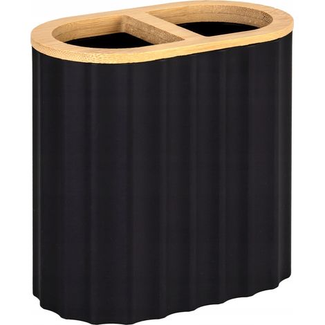 Soporte para cepillos de dientes de ba帽o, pl谩stico acanalado, negro, Belinda (1/3)