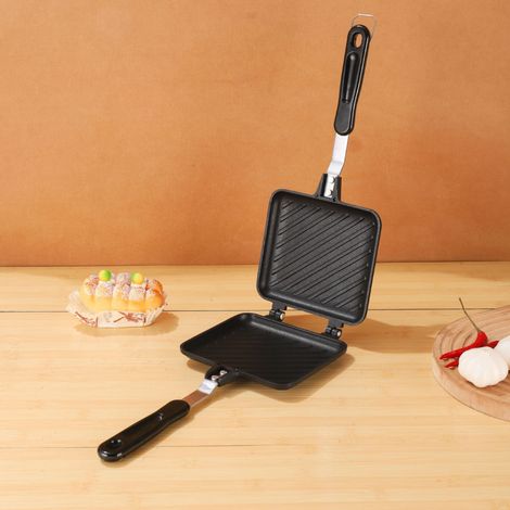 Poêle à griller antiadhésive double face pour sandwichs, appareil à petit-déjeuner domestique, presse à œufs et gaufres, poêle à toast