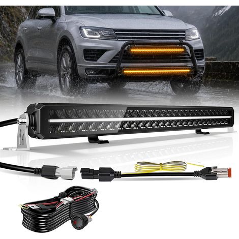 Barre Rampe LED DRL 32" 160W 32000LM Projecteur Longue Portée Homologation ECE 12/24V Rampe LED 4x4 pour Les Véhicules de Tracteurs Agricoles,4x4 quads,Poids Lourd, avec Kit De Câbles (1/5)