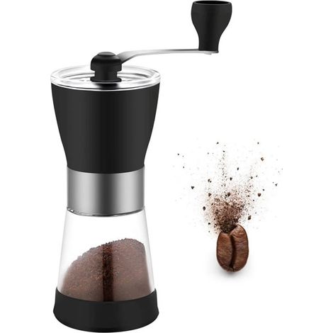 Moulin à café manuel en céramique avec mouture réglable pour expresso, cafetière à piston et café filtre, idéal pour la maison, le bureau et les voyages.-AquaForge (1/5)